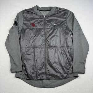 Oklahoma Sooners Jacket Mens XL Gray NCAA Football Nike Dri-FIT Full Zip Bomber